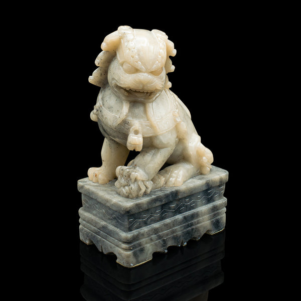 Pair Of Vintage Oriental Dog Bookend, Chinese, Soapstone, Dog of Fo, Victorian