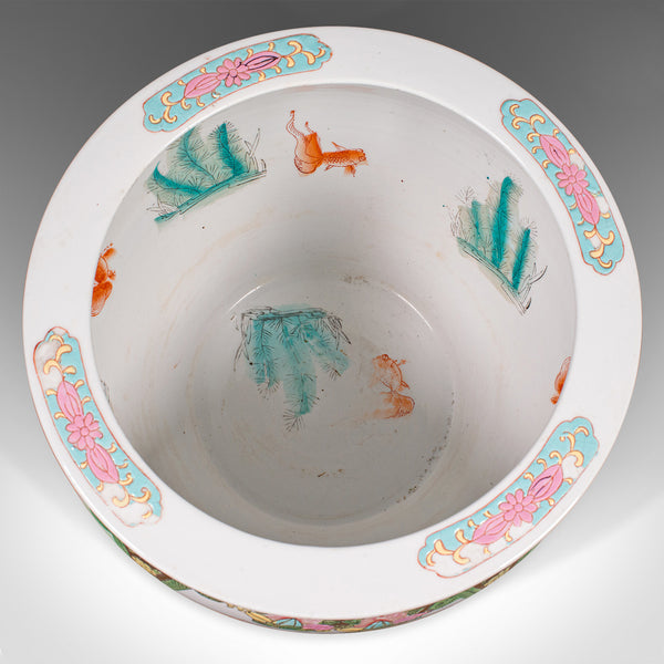 Vintage Decorative Jardiniere, Chinese, Ceramic, Fish Bowl Planter, Art Deco