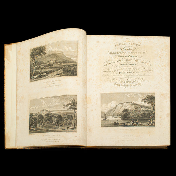 2 Antique Books, Jones' View of Seats, Mansions & Noblemen, English, Georgian