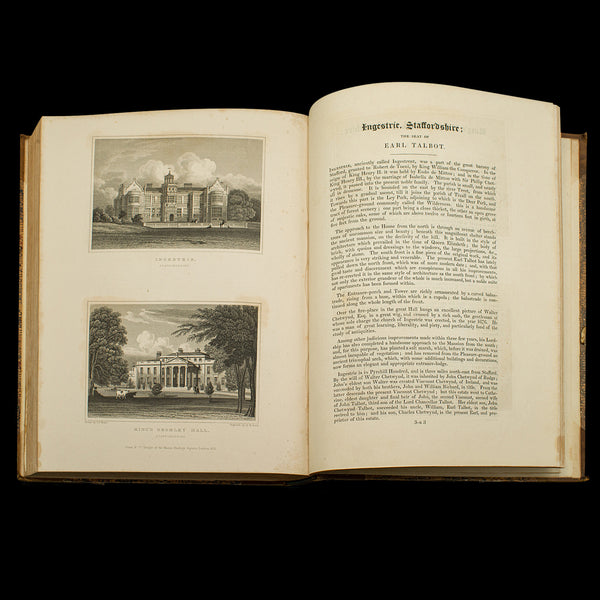 2 Antique Books, Jones' View of Seats, Mansions & Noblemen, English, Georgian