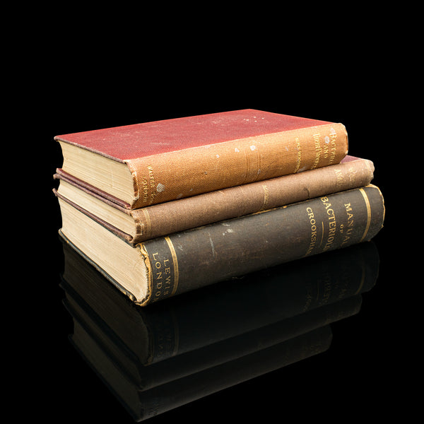 Set of 3 Antique Biology Interest Books, English Scientific Reference, Victorian
