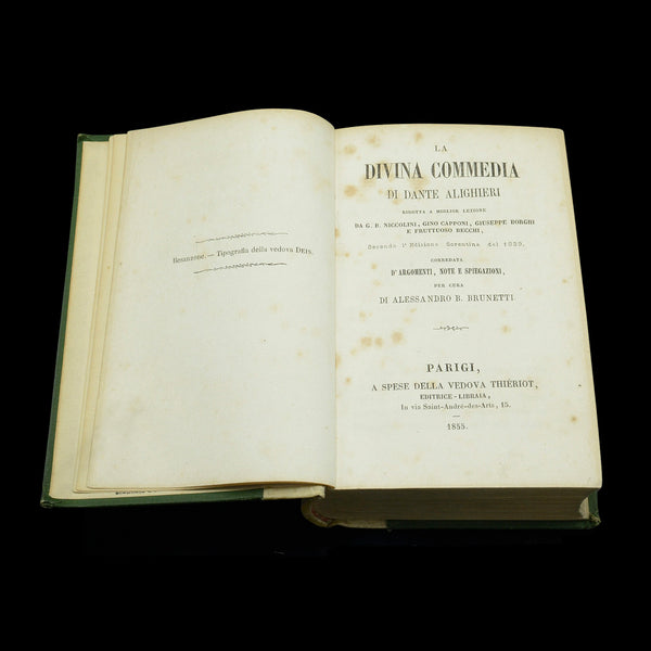 Antique Book La Divina Commedia, Italian Language, Dante, Divine Comedy, 1855