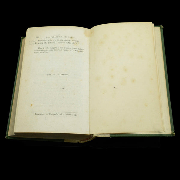 Antique Book La Divina Commedia, Italian Language, Dante, Divine Comedy, 1855