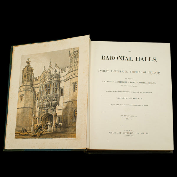 Large Antique Book of Baronial Halls Volume 1, Reference, English, Mid Victorian