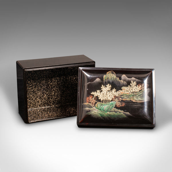 Trio Of Vintage Nesting Boxes, Japanese, Lacquered, Storage Box, Art Deco, 1940