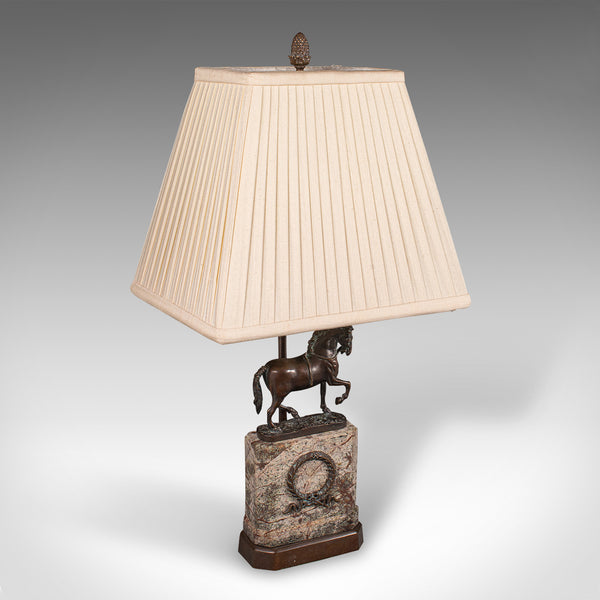 Vintage Equine Table Lamp, English, Bronze Decorative Desk Light, Horse Interest