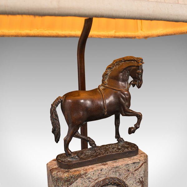 Vintage Equine Table Lamp, English, Bronze Decorative Desk Light, Horse Interest