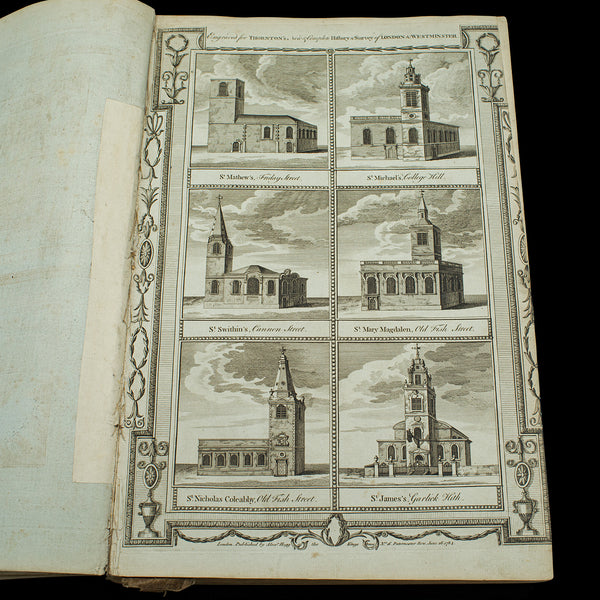 Antique Reference Book, Survey of London, English, Aged, Topographical, Georgian