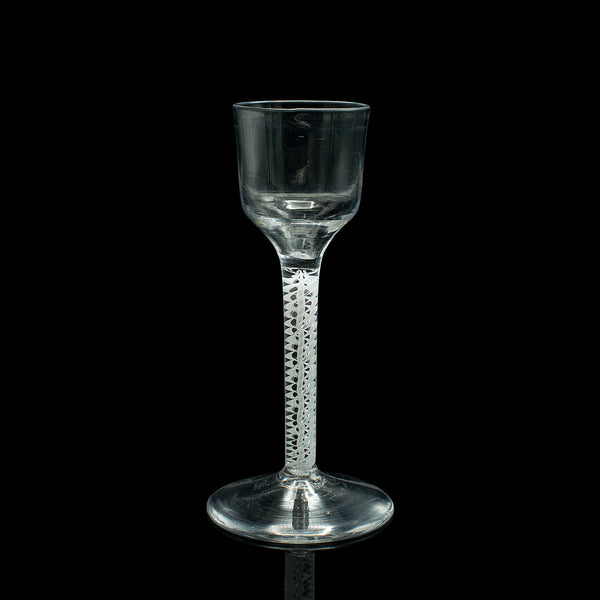 Small Antique Liqueur Glass, French, Art Glass, Twist Stem, Petite, Victorian