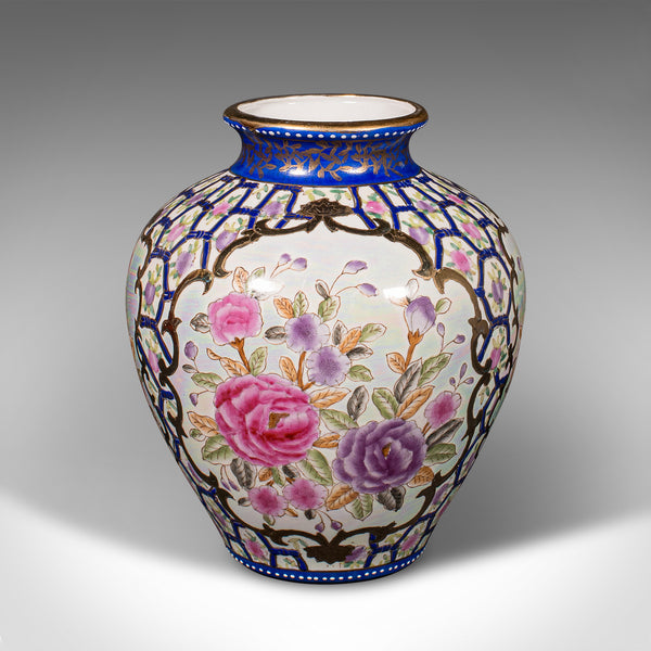 Pair Of Vintage Baluster Vases, Chinese, Handpainted, Urn, Art Deco, Circa 1940