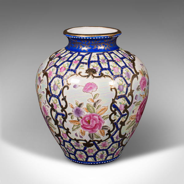Pair Of Vintage Baluster Vases, Chinese, Handpainted, Urn, Art Deco, Circa 1940