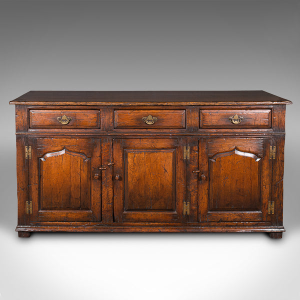 Large Vintage Dresser Base, English, Oak, Georgian Revival, Cabinet, Circa 1980