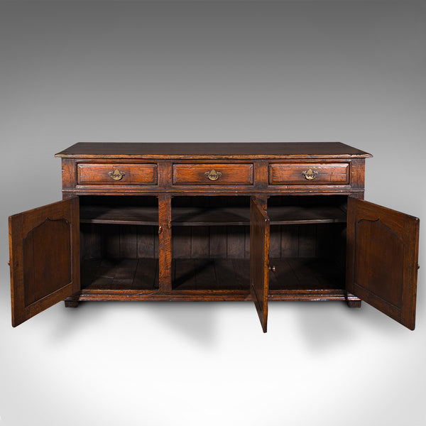 Large Vintage Dresser Base, English, Oak, Georgian Revival, Cabinet, Circa 1980