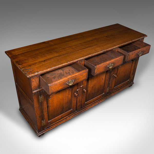 Large Vintage Dresser Base, English, Oak, Georgian Revival, Cabinet, Circa 1980