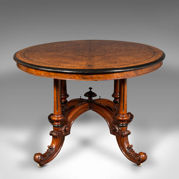 Antique Oval Looe Table, English, Walnut, 4 Seat, Centrepiece, Early Victorian