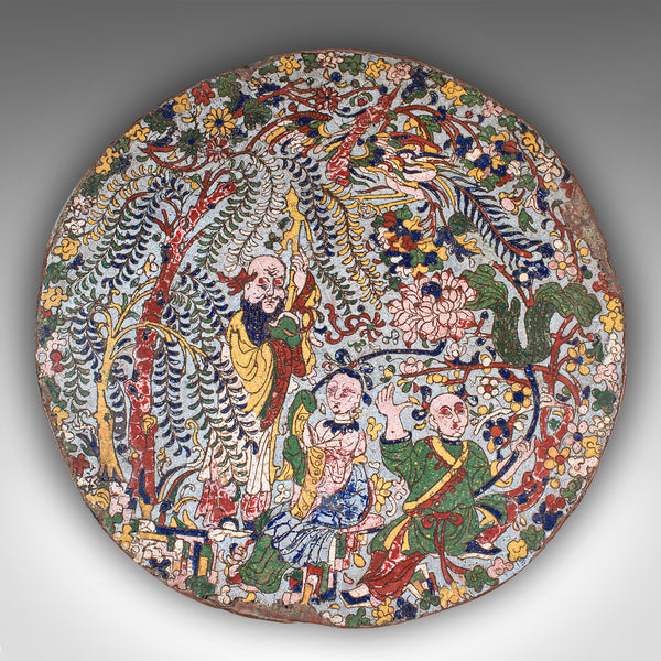 Antique Display Plate, Oriental, Cloisonne Plaque, Qing Dynasty, Georgian, 1750