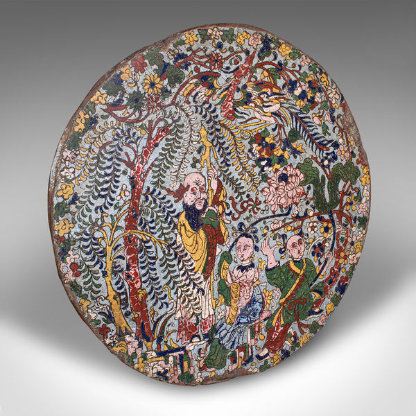 Antique Display Plate, Oriental, Cloisonne Plaque, Qing Dynasty, Georgian, 1750