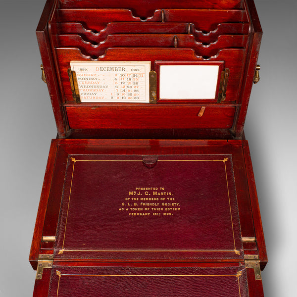 Antique Travelling Writing Slope, English, Correspondence Box, Victorian, C.1899