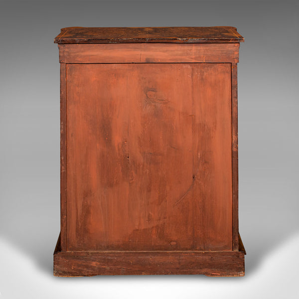 Antique Pier Display Cabinet, English Walnut, Boxwood, Glazed Bookcase, Regency