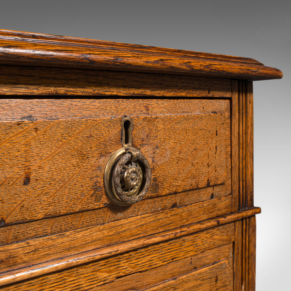 Antique Pedestal Desk, English, Oak, Leather, Nine Drawer, Edwardian, Circa 1910