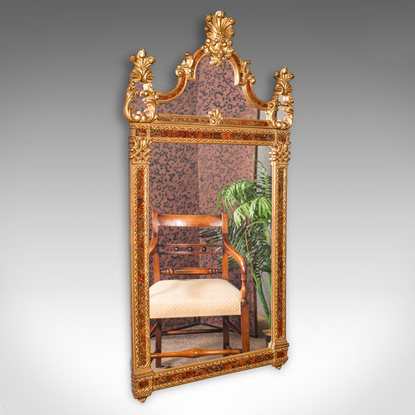 Tall Vintage Hall Mirror, Continental, Gilt Gesso, Glass, Overmantle, Italianate