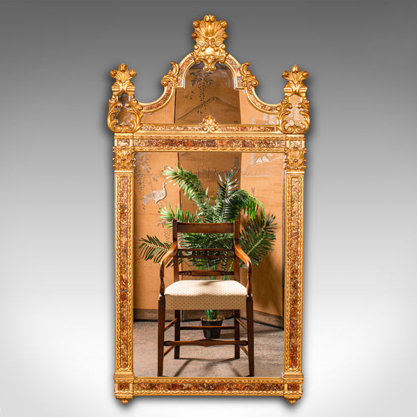 Tall Vintage Hall Mirror, Continental, Gilt Gesso, Glass, Overmantle, Italianate