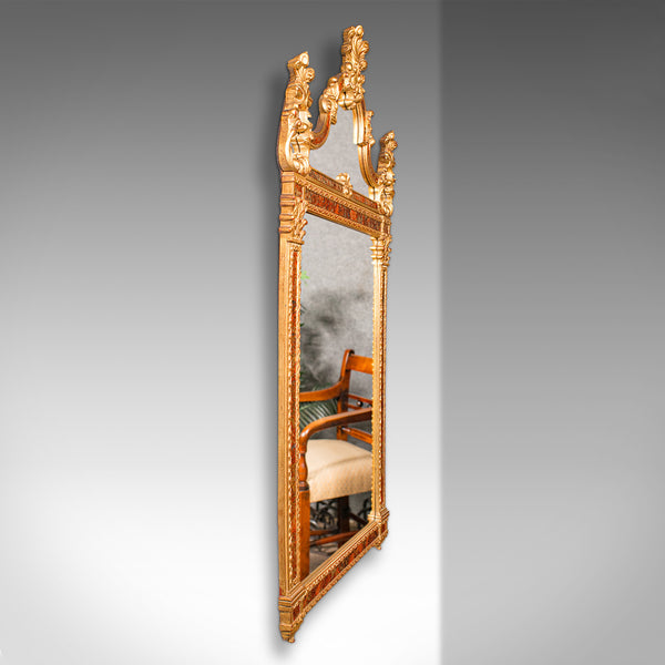 Tall Vintage Hall Mirror, Continental, Gilt Gesso, Glass, Overmantle, Italianate