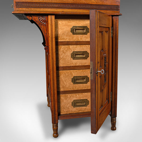 Antique Gentleman's Davenport, English, Walnut, Writing Desk Victorian, C.1880