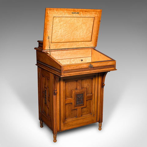 Antique Gentleman's Davenport, English, Walnut, Writing Desk Victorian, C.1880