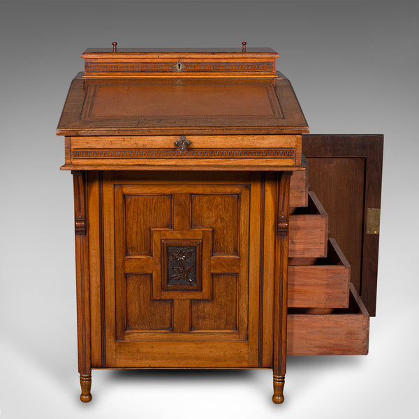 Antique Gentleman's Davenport, English, Walnut, Writing Desk Victorian, C.1880