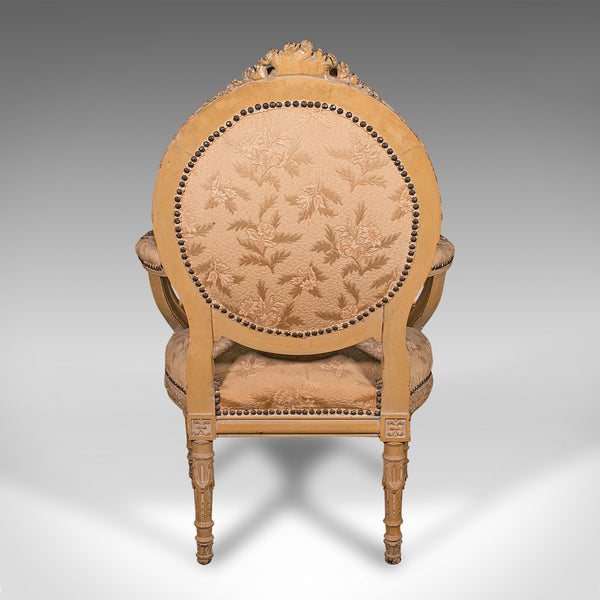 Antique Carved Armchair, French, Show Frame, Fauteuil Chair, Victorian, C.1870