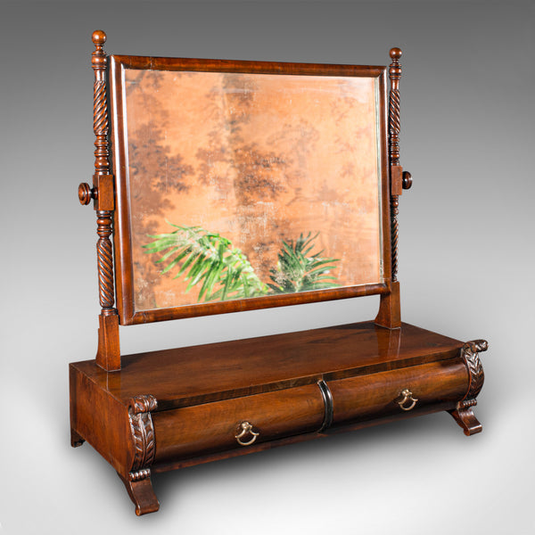 Antique Dressing Mirror, English, Tabletop, Bedroom, Early Victorian, Circa 1850