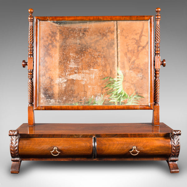 Antique Dressing Mirror, English, Tabletop, Bedroom, Early Victorian, Circa 1850