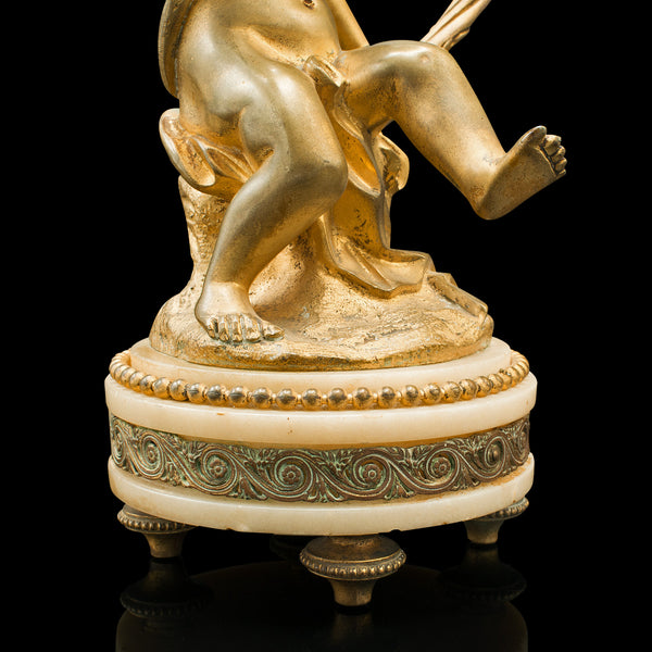 Pair Of Antique Cherubic Candlesticks, French, Gilt, Onyx, Decorative, Victorian