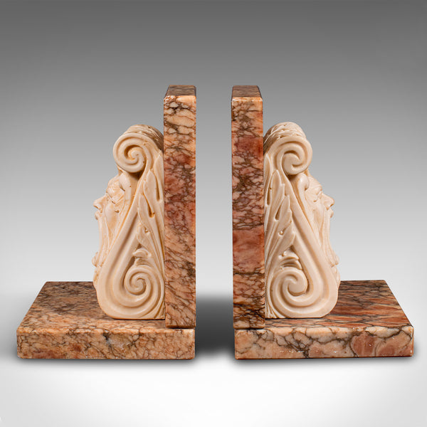 Vintage Decorative Bookends, Italian, Marble, Book Rest, Classical, Art Deco