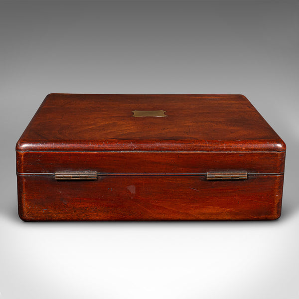 Small Antique Lined Jewellery Box, English, Keepsake Case, Victorian, Circa 1860