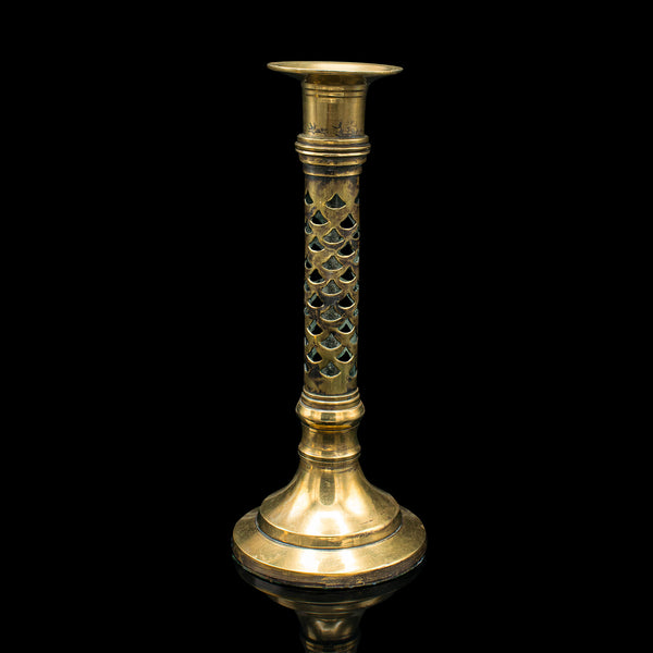 Antique Ecclesiastical Candlesticks, English, Brass, Aesthetic Period, Victorian