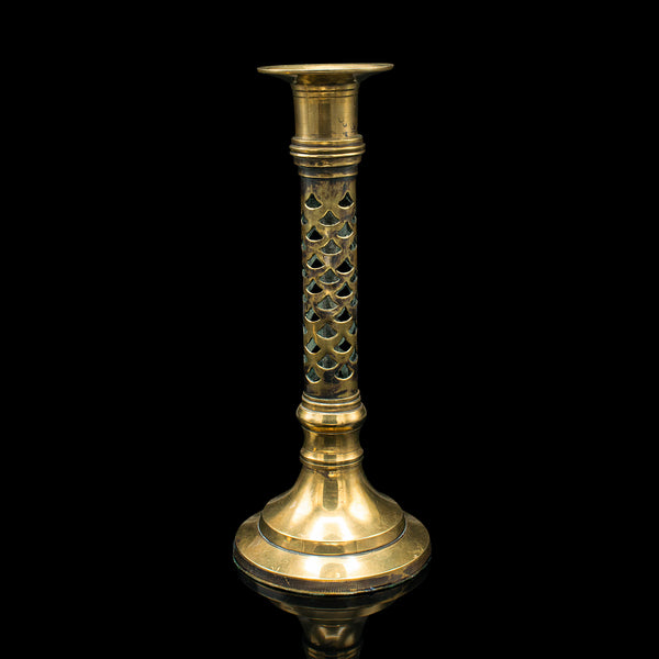 Antique Ecclesiastical Candlesticks, English, Brass, Aesthetic Period, Victorian