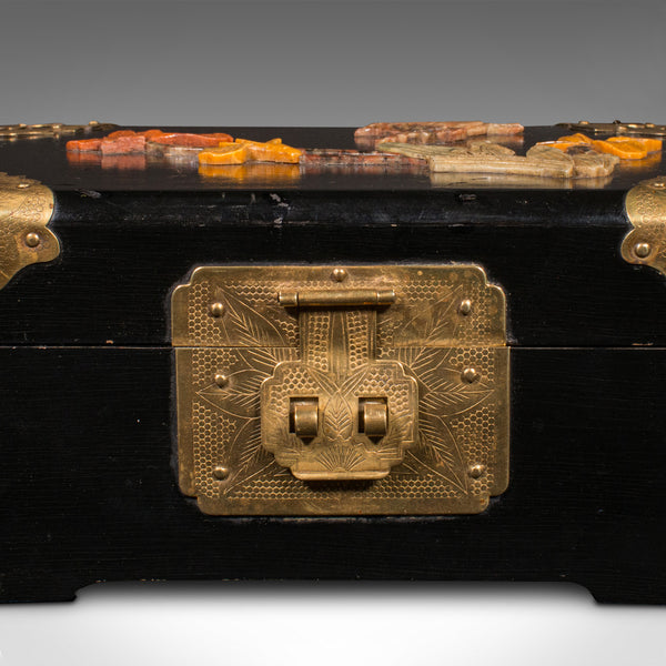 Small Vintage Decorative Jewellery Box, Chinese Lacquer, Keepsake Case, Art Deco