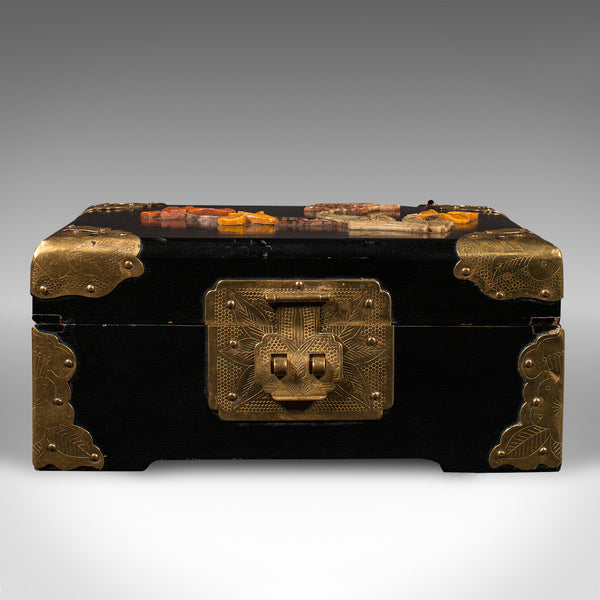 Small Vintage Decorative Jewellery Box, Chinese Lacquer, Keepsake Case, Art Deco
