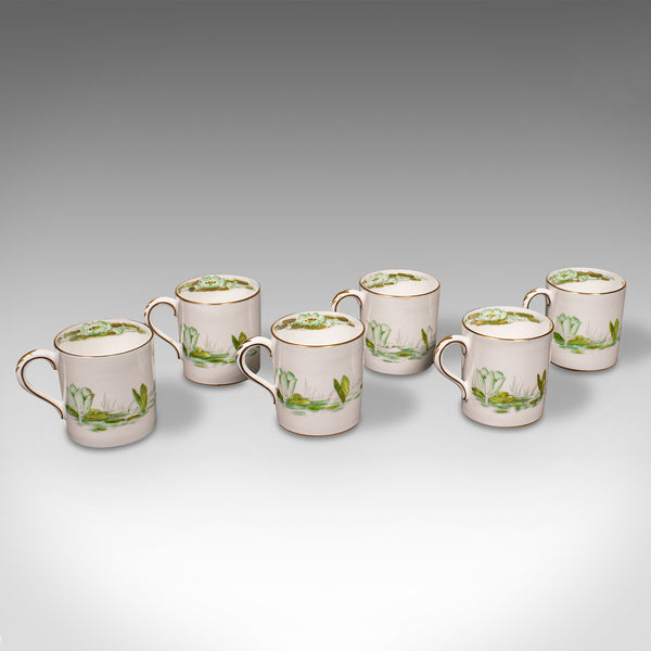 Vintage Cased Tea Set, English Ceramic, Coffee Cans, Silver Spoon, Hallmark 1932