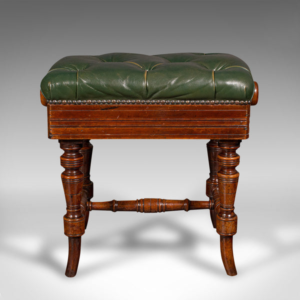 Antique Piano Riser, English, Walnut, Leather, Music Recital Stool, Victorian