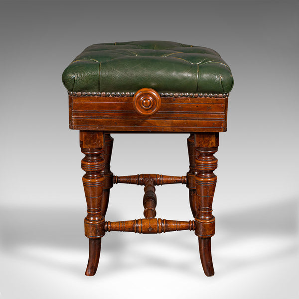 Antique Piano Riser, English, Walnut, Leather, Music Recital Stool, Victorian