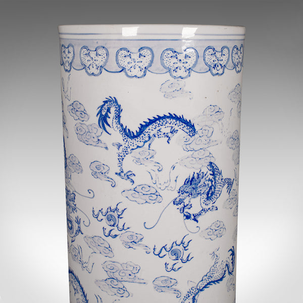 Tall Vintage Blue and White Stick Stand, Chinese, Large, Umbrella Holder, C.1960