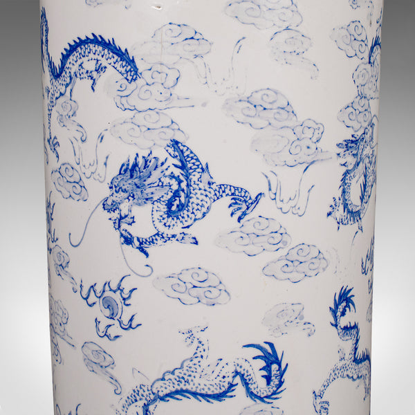 Tall Vintage Blue and White Stick Stand, Chinese, Large, Umbrella Holder, C.1960