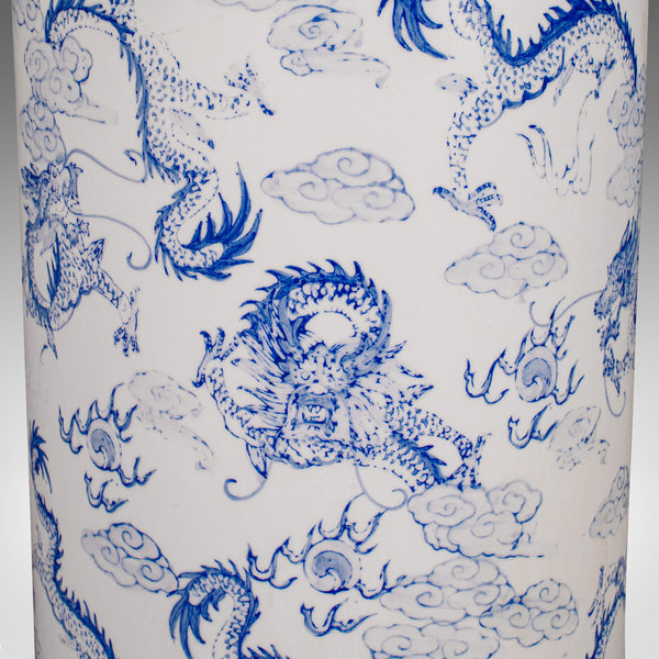 Tall Vintage Blue and White Stick Stand, Chinese, Large, Umbrella Holder, C.1960