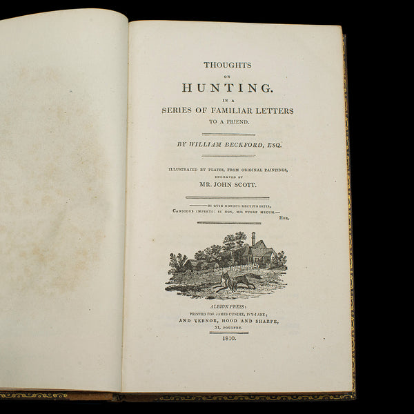 Antique Book, Thoughts on Hunting by William Beckford, English, Georgian, 1810