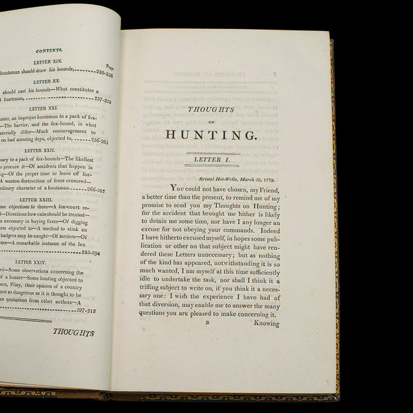 Antique Book, Thoughts on Hunting by William Beckford, English, Georgian, 1810