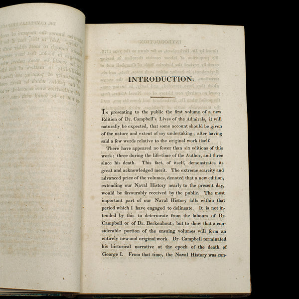 5 Vols, Antique Books, Lives of the British Admirals, English, Georgian, 1817