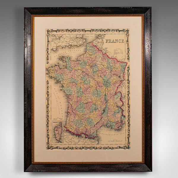Large Vintage France Map, Continental, Historical Cartography, Late 20th Century